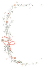 Wildflowers, Hand drawn, Floral frame with transparent background, greeting card with flowers, can be used as invitation card for wedding, birthday and other holiday