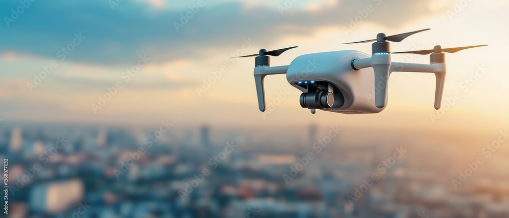 Poster innovative supply chain concept featuring a futuristic drone delivery system for efficient and autom