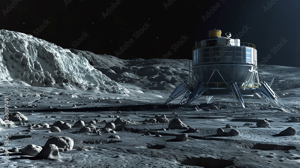 Poster this robotic machinery conducts asteroid excavation to retrieve regolith for resource processing.