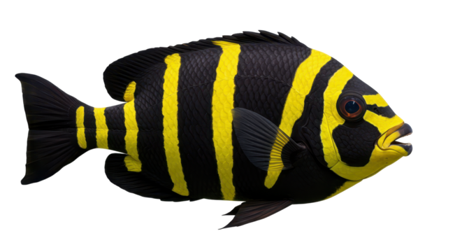 Isolated Yellow and Black Striped Fish