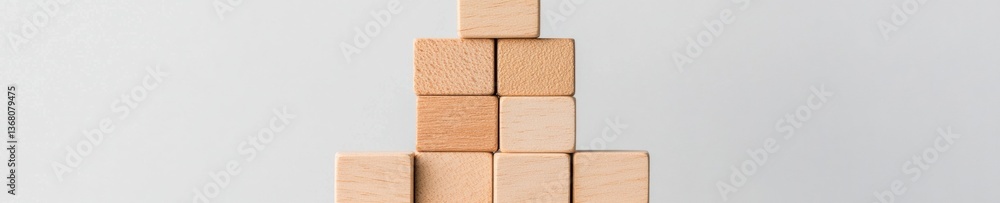 Poster minimalist brand architecture strategic wooden block composition visualizing entrepreneurial growth 