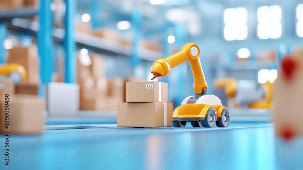 Poster an ai-driven automated warehouse logistics system featuring advanced robotic technology for streamli