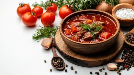 A vibrant vegetable stew filled with colorful ingredients and garnished with fresh herbs, showcasing the beauty and richness of nature's bounty.