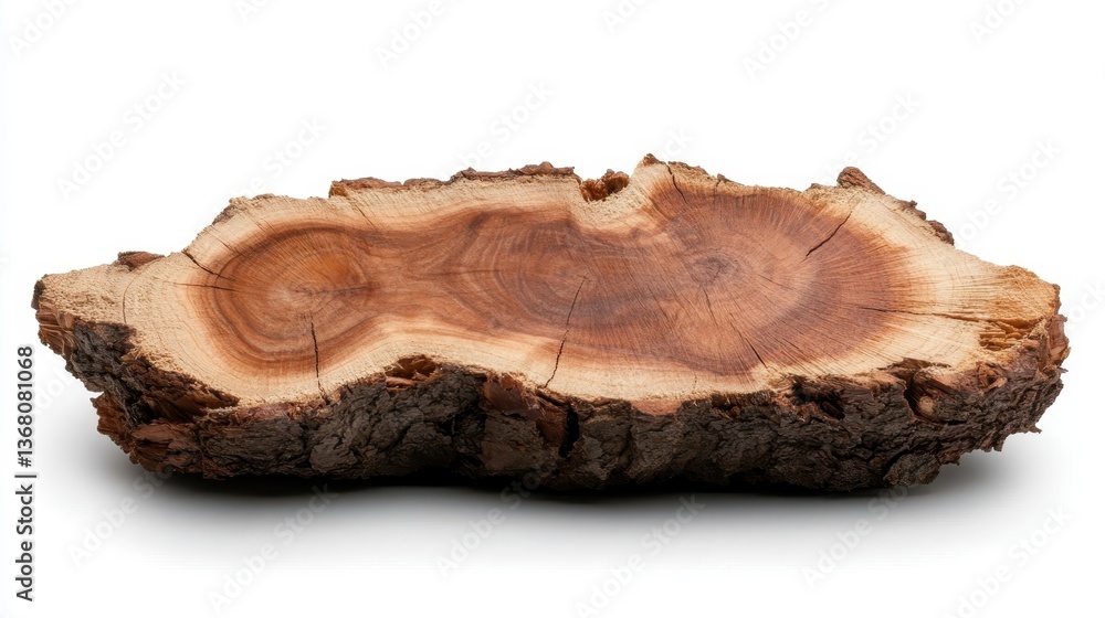 Poster a large rustic wood slice capturing the essence of nature's beauty with its intricate grain patterns