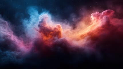 This vibrant image showcases colorful gas clouds swirling in space, highlighting the beauty of the universe and the captivating patterns found in deep cosmic realms.