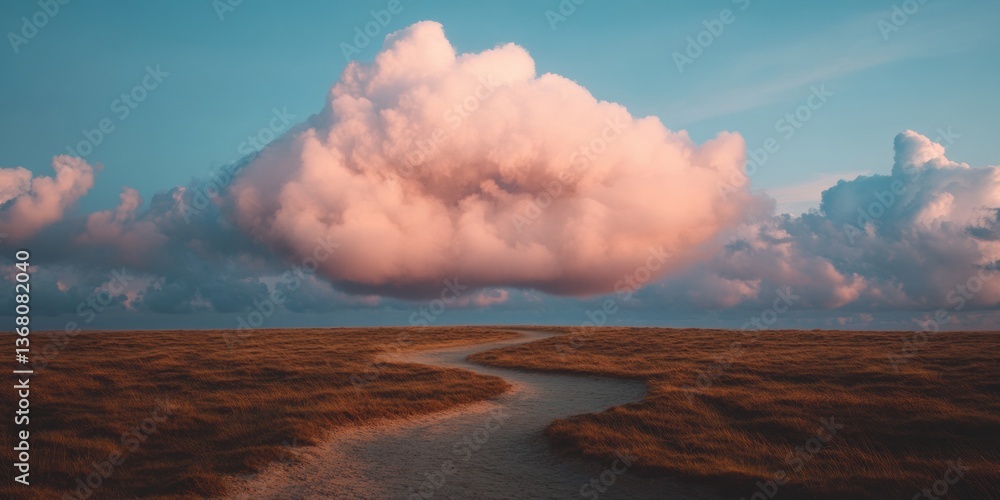 Poster resilient pathways minimalist landscape visualization of strategic navigation through ethereal cloud