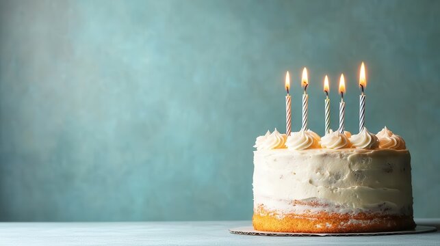 A beautifully adorned cake with flickering candles captures the essence of celebration, symbolizing joy, warmth, and connection among friends and family during special occasions.