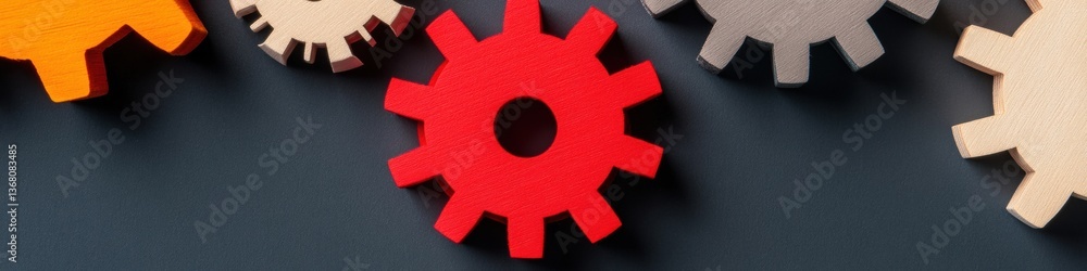 Poster Minimalist Industrial Teamwork Dynamics Precision-Engineered Collaborative Gears Illustrating Systemic Business Synergy and Operational Interconnectivity