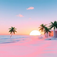 Fototapeta premium tropical beach with palm trees