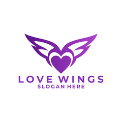 Fototapeta premium Elegant Heart wings logo design vector template