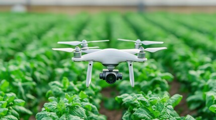 Drone surveying precision farming agricultural field aerial view high-tech environment smart strategy