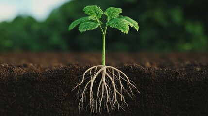 Fototapeta premium Plant roots revealed a closeup exploration of agricultural solutions in nature's soil environment
