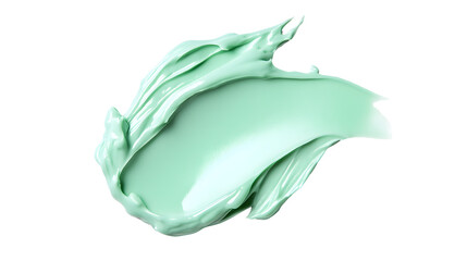 A fresh, light green cosmetic face mask smear on transparent background