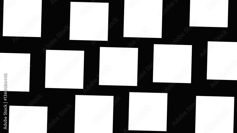 Poster geometrical black and white round square pattern background - seamless loop animation