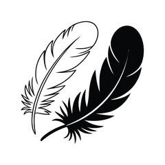Obraz premium Feather icon set. Bird feather silhouette symbol. Plumelet collection isolated. Vector illustration