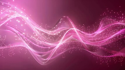 Abstract pink digital network background with flowing lights.