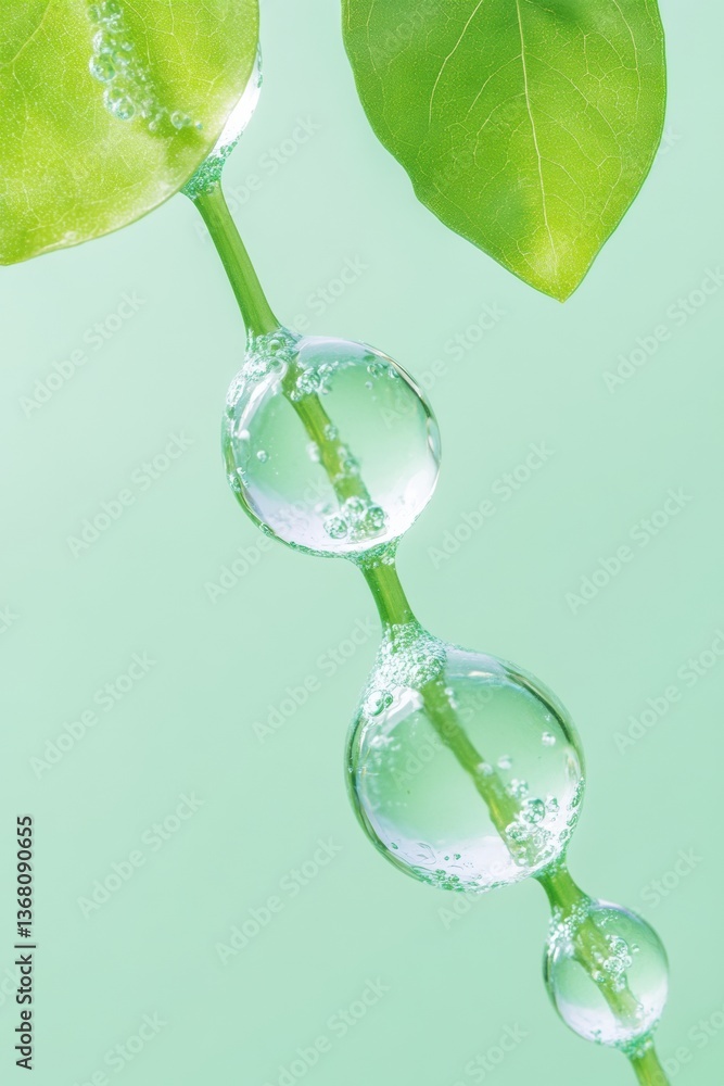 Poster molecular hydration aesthetic clean green science visualizes water dynamics in translucent spheres -