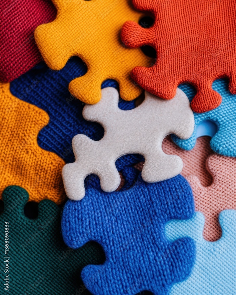 Poster Tactile Insights Collaborative Research Methodology Visualized Through Textured Puzzle Pieces - Innovative Market Intelligence and Strategic Data Integration