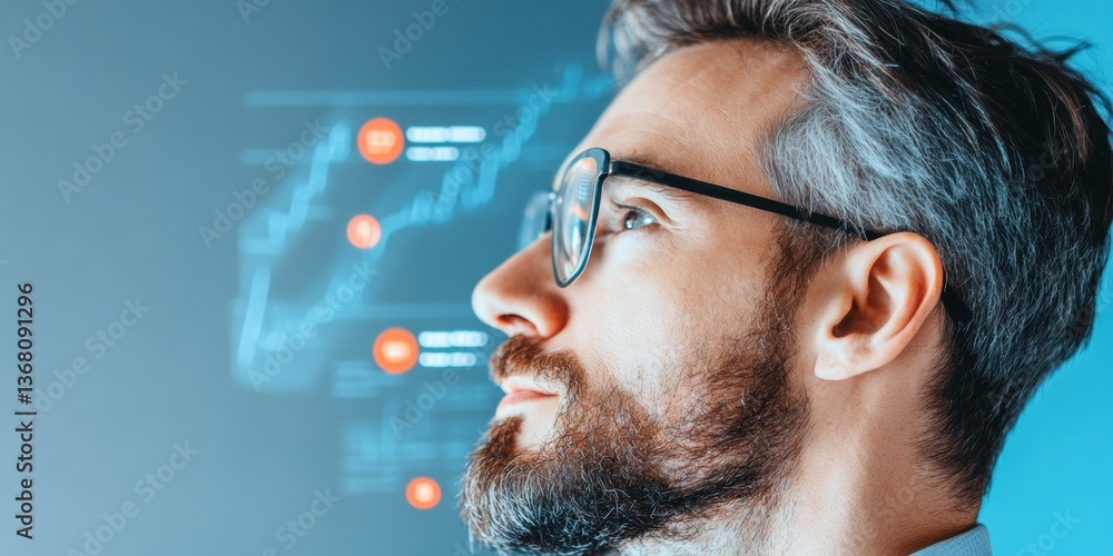 Poster Augmented Intelligence Futuristic Data Visualization for Next-Gen Finance Professionals - Immersive AR Analytics and Strategic Decision Making for Tech-Driven Millennial Leaders