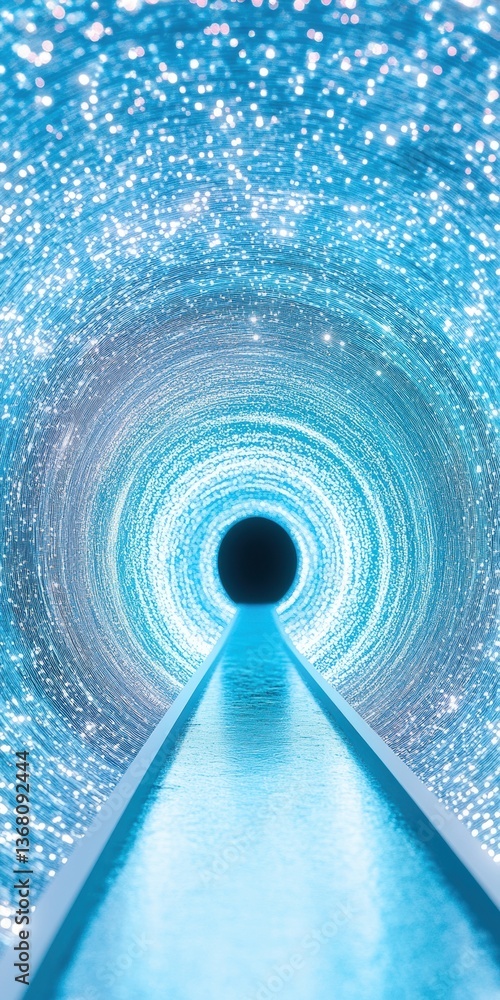Poster Quantum Portal Visualization Immersive Futuristic Digital Tunnel Experience - Cutting-Edge Tech Exploration and Innovative Design Breakthrough for Creative Industries