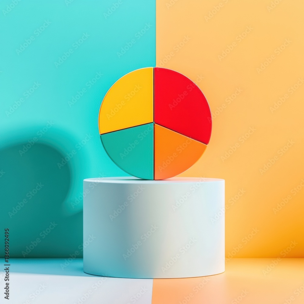 Poster Vibrant Investment Strategy Visualization Modern Pie Chart Design Showcasing Dynamic Portfolio Allocation with Minimalist Geometric Branding Aesthetics