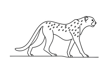 Elegant Cheetah Line Art Wildlife, Safari, Animal, Design, Drawing