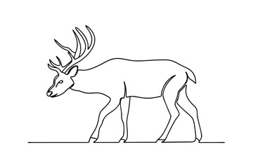 Elegant OneLine Drawing of a Majestic Male Deer