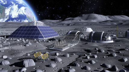 This Advanced technology operates at a lunar site for asteroid regolith excavation and processing.