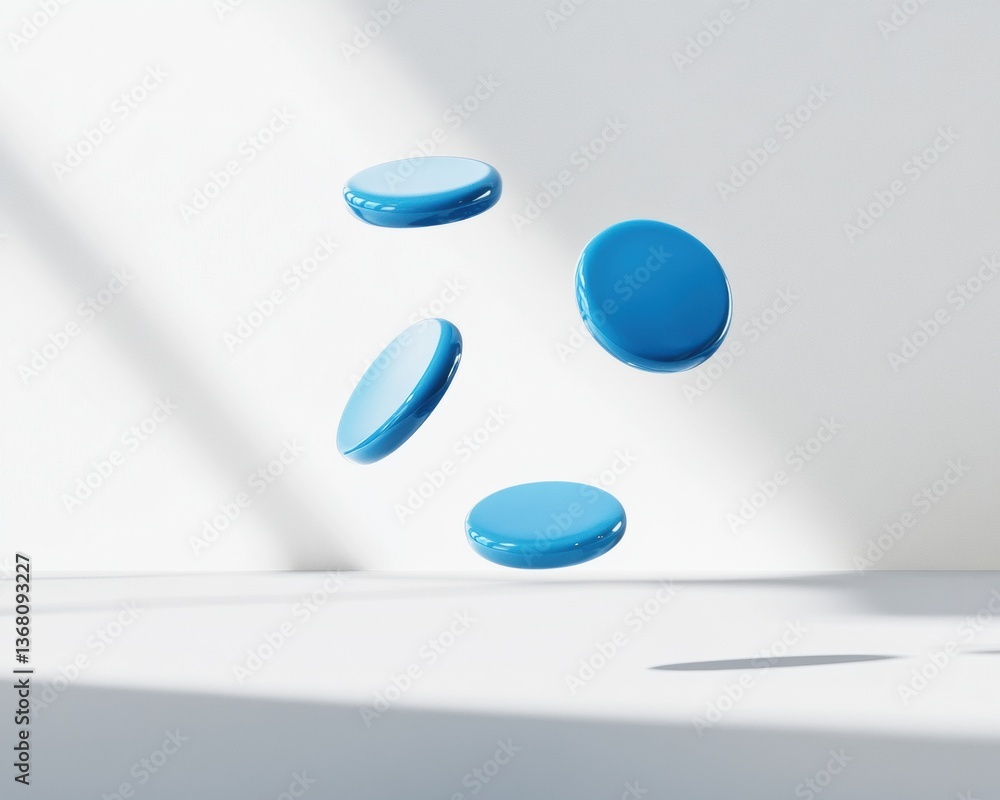 Poster Interactive Digital Feedback Mockup Floating Blue Rating Buttons in Minimalist Tech Design - Next-Gen User Experience Visualization