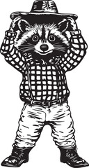 funny cowboy raccoon with hat