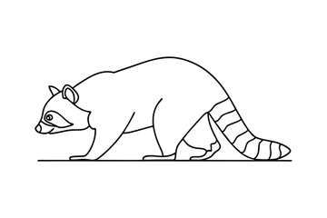 Line Art Drawing of a Walking North American Raccoon