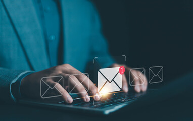 New email notification concept, business online communication, email communication, digital...