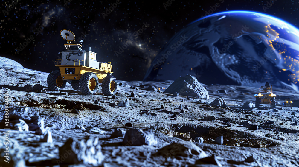 Poster this robots conduct excavation of regolith on an asteroid to extract valuable resources for refining