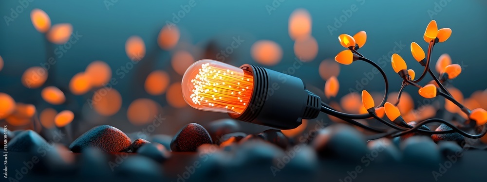 Poster a mesmerizing display of technological sophistication with an intricate web of fiber optic cables pu