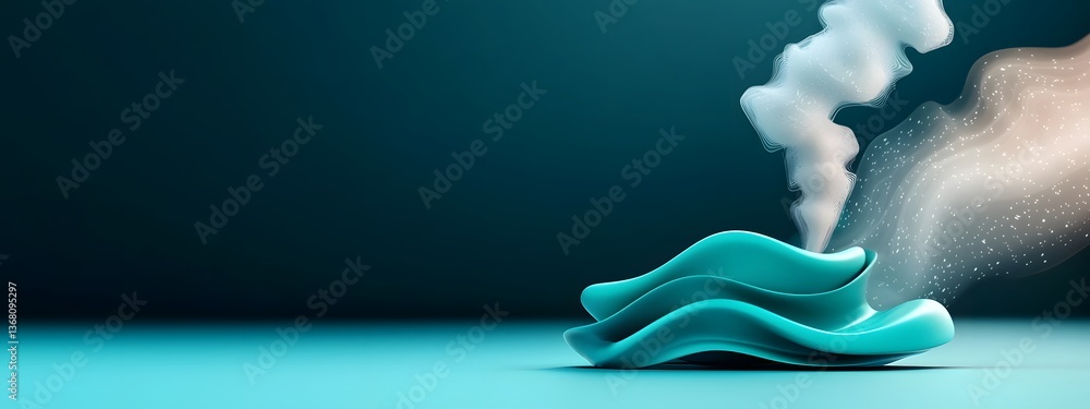 Poster alluring blue digital waveforms undulating and interconnected surging over a stark monochrome backdr