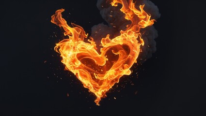 Fototapeta premium Fiery Twin Hearts with Flickering Light Background