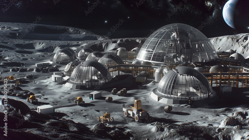 Poster this advanced mining operations extract regolith on an asteroid using futuristic refinement techniqu