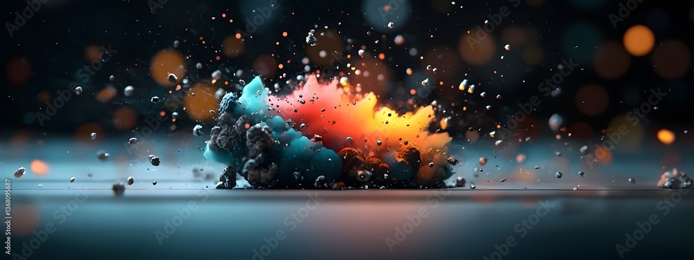 Poster amplified multicolored light waves being refracted and diffracted through an intricate high tech opt