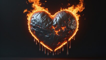 Fototapeta premium Heart Shaped Flame with Fiery Glow Background