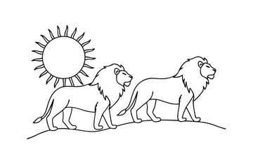 Two Majestic Lions Bask in the African Savanna Sun