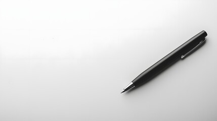 Simple Black Ballpoint Pen with Silver Accents on White Background