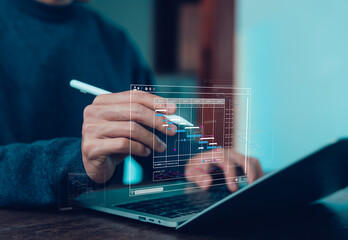 managing milestones on a timeline Gantt chart in technology online. concept of project planner in software, schedule plan management work update, and workflow. project, business, plan, schedule,	
