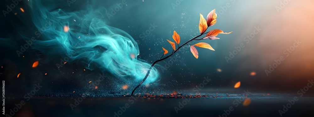 Poster captivating abstract digital art showcasing enchanting cerulean digital currents and dynamic energy 
