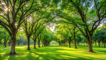 Obraz premium A tranquil scene of a serene park with lush green trees standing tall in harmony with nature, nature's serenity, park landscape