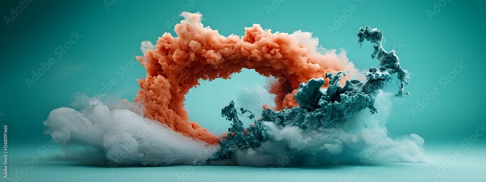Poster captivating azure digital swells surging across a dual toned conceptual environment representing the