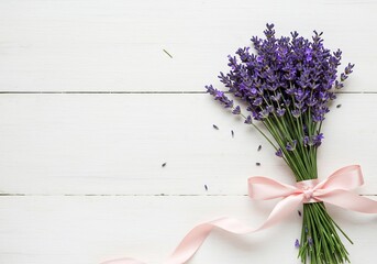 Fototapeta premium Soft Light Bathes Delicate Lavender Bouquet. AI Generated