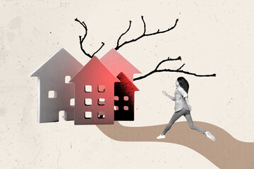 3D collage design composite trend artwork sketch of homeless immigrants broken border deportation...
