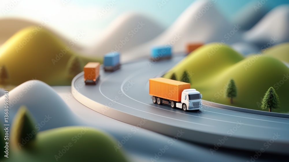 Poster dynamic express shipping trucks in motion transporting cargo and packages for efficient and timely d