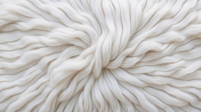 White Changthangi Pashmina wool texture. Fluffy Cashmere goat fiber in close up