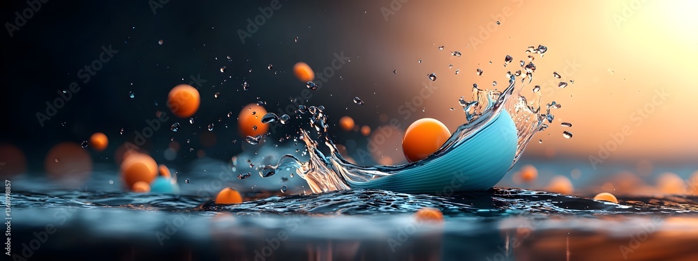 Poster captivating azure digital waveforms traversing a dark and light toned background representing the al